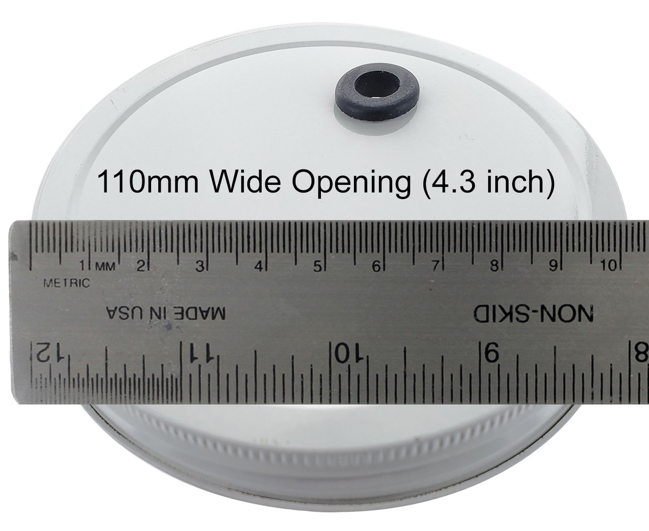 Drilled Metal 110mm Lid with Grommet For One Gallon And 64oz Wide